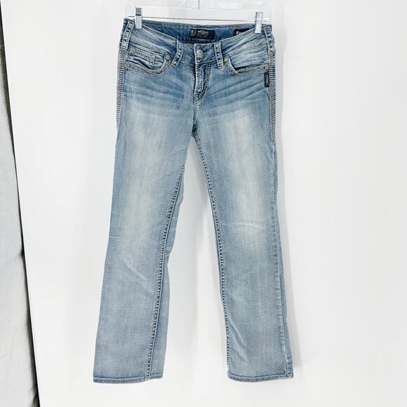 Silver Suki low rise  Boot Cut super stretch contrasting stitching Y2K size 28 - Picture 1 of 9
